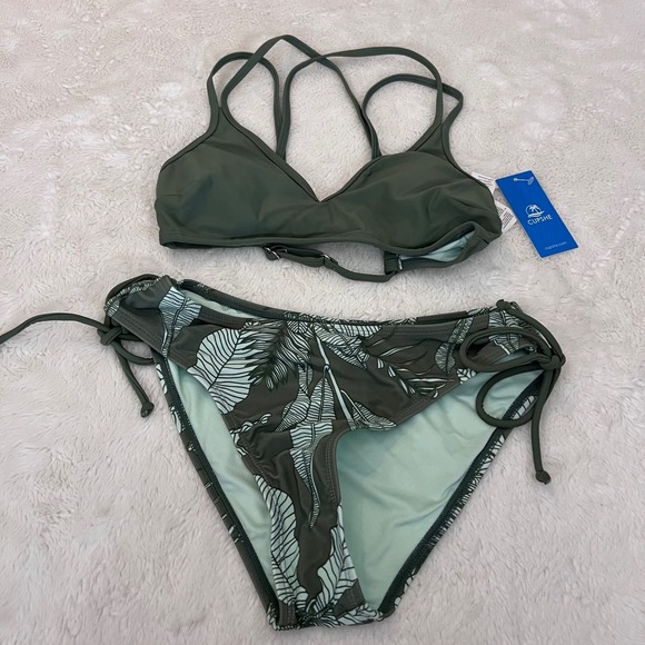 Cupshe Other - Cupshe Womens‎ Olive Green Tropical Palm Leaf Bikini Set Size XS DAA12C3G001PP
